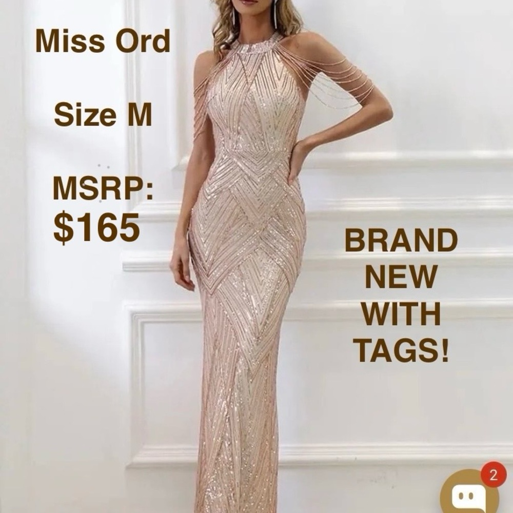 Miss Ord Cold Shoulder Beads Chain Cocktail / Formal / Prom / Homecoming Dress!